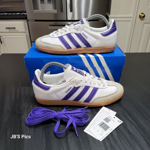 Adidas Samba Women's OG Sneakers Original Shoes White/Energy Ink IF6514 US 8.5 - Picture 1 of 16